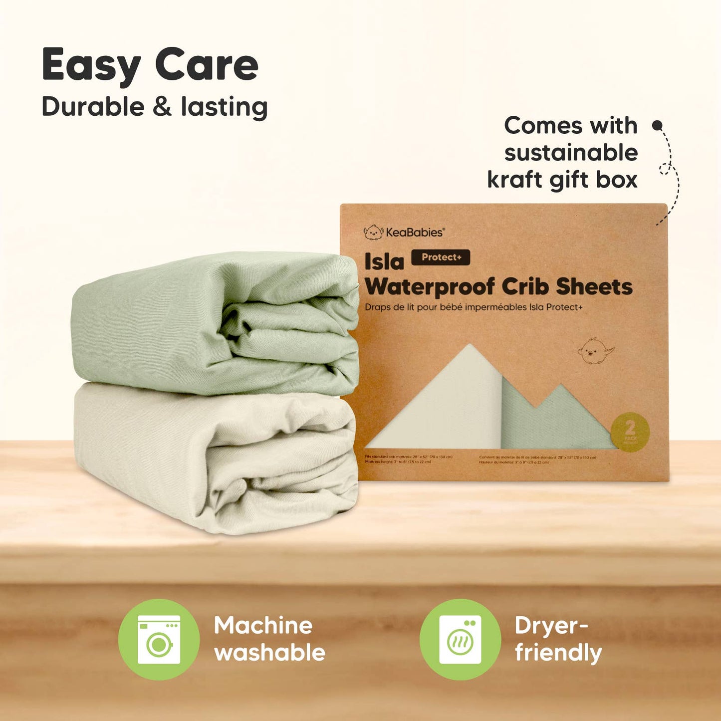 2pk Waterproof Crib Sheets - Avocado