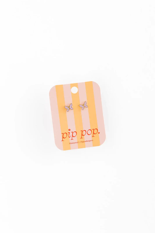 Enamel Butterfly Screw-Back Earrings