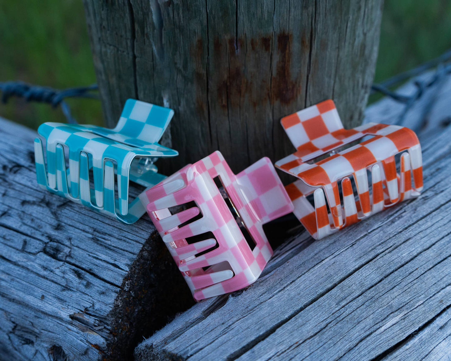 Sunny Check- Tangerine | Claw Clip