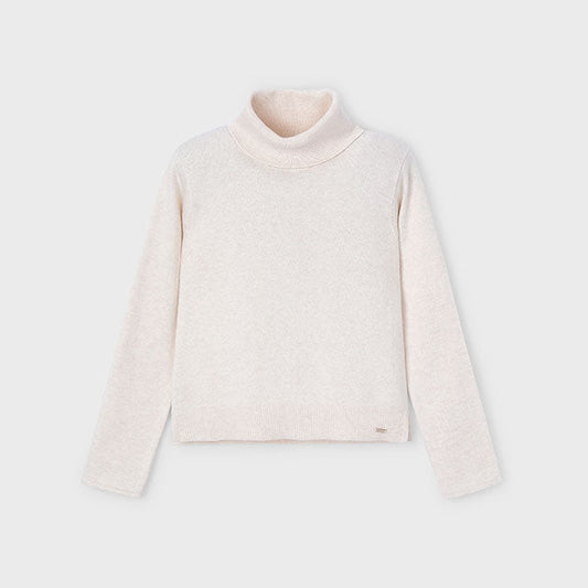 Oat turtleneck sweater on a light gray background