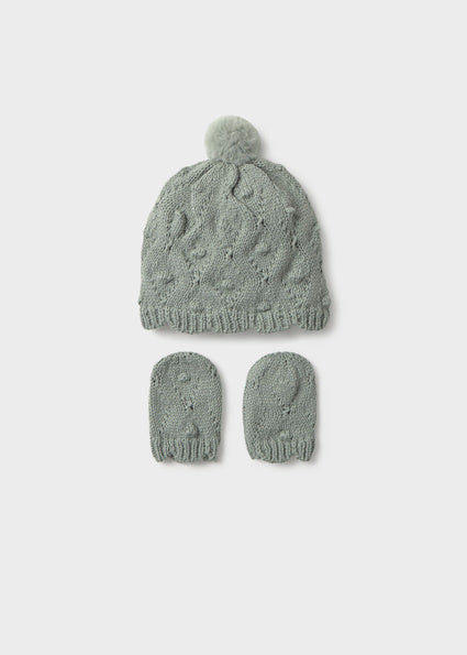 Baby Hat+Mittens Set- Mint