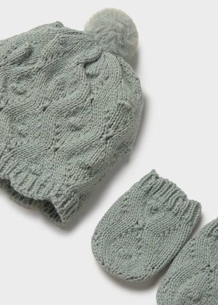 Baby Hat+Mittens Set- Mint