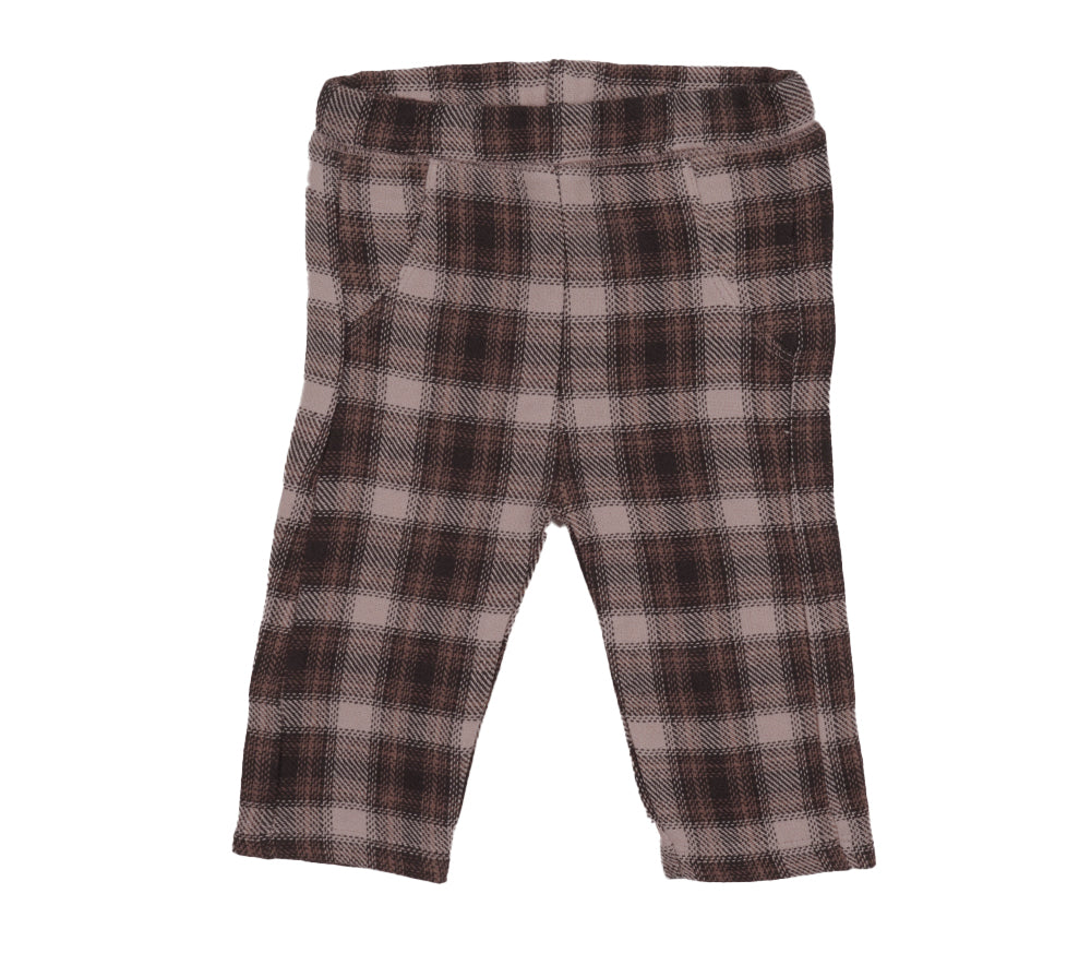 Organic Woven Plaid Pink Trousers