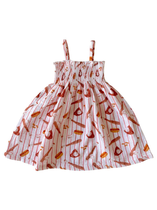 Organic Muslin Smocked Tube Dress, Baseball Game