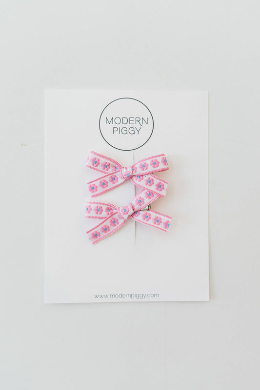 Daisy Chain- Pink | Mini Ribbon Bow Set