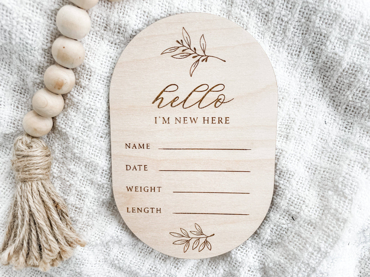 Charlie and Pine - Newborn Announcement Sign | Baby Stats Plaque for Hospital Photos
