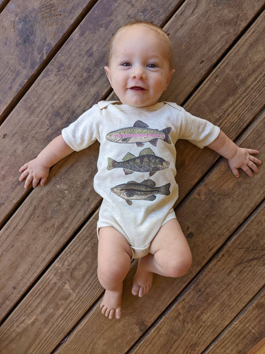 Three Fish Baby Bodysuit
