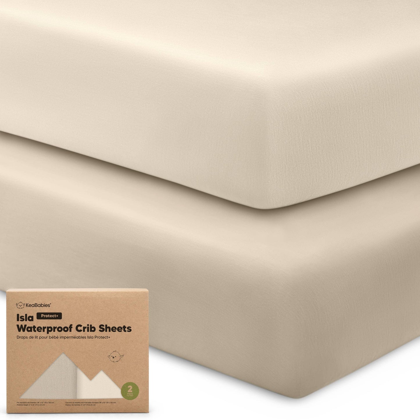 2pk Waterproof Crib Sheets - Ecru