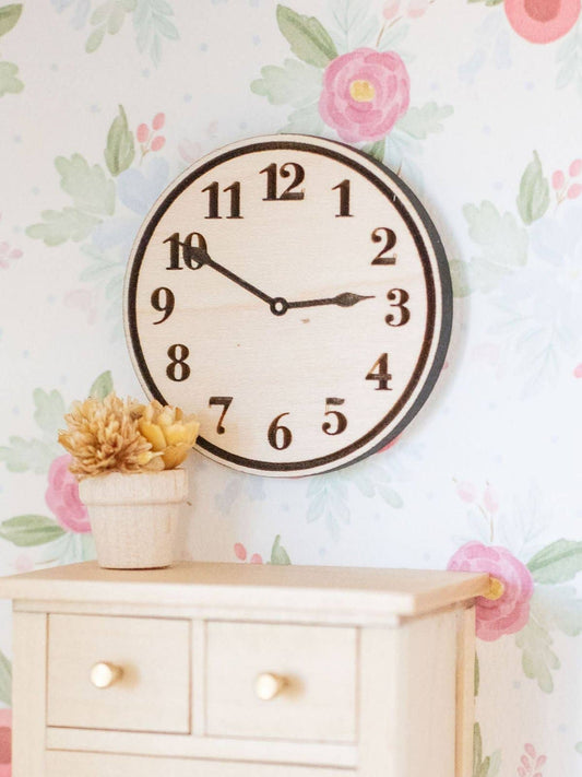 Macy Mae Dollhouse Designs - Dollhouse Wall Clock | Natural Wood | Living Room Bedroom