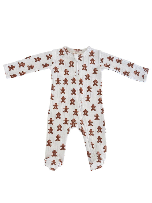 Gingerbread / Organic Pointelle 2-Way Zip Footie