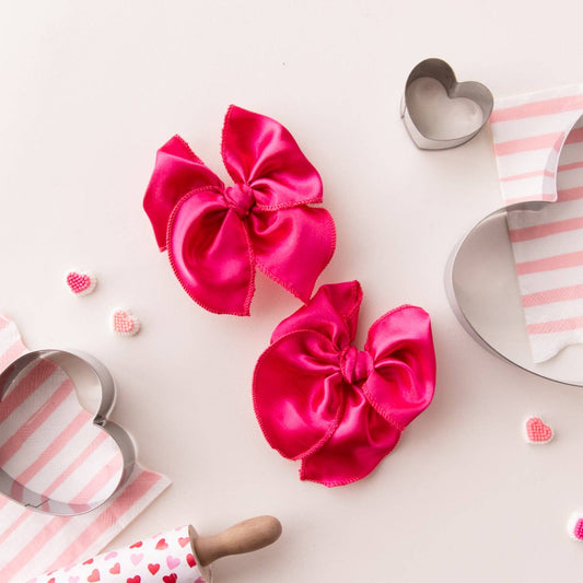 Flirty Satin | Pigtail Set - Petite Party Bow