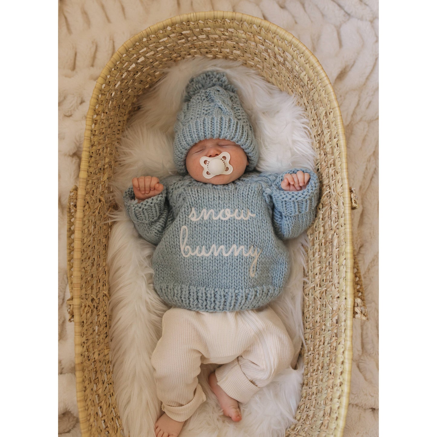 Snow Bunny Crew Neck Sweater - Surf Blue