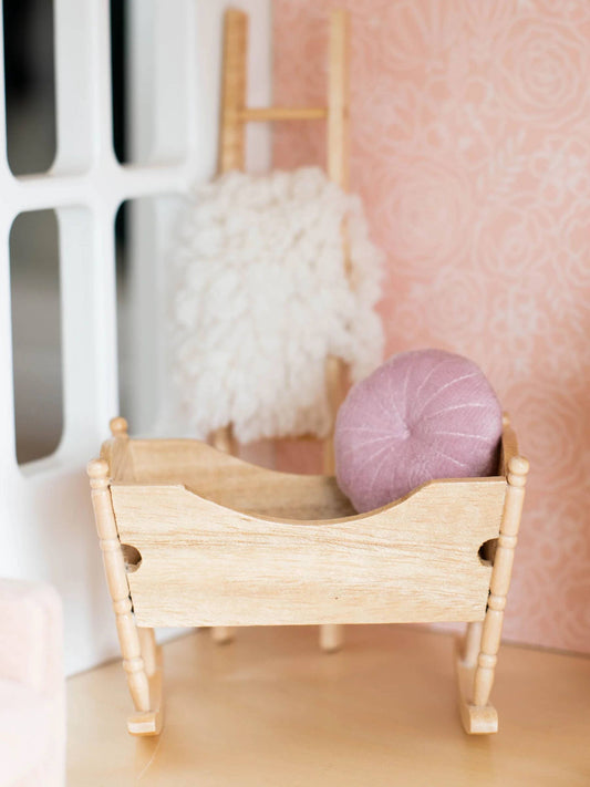 Macy Mae Dollhouse Designs - Dollhouse Rocking Nursery Cradle | Natural Wood