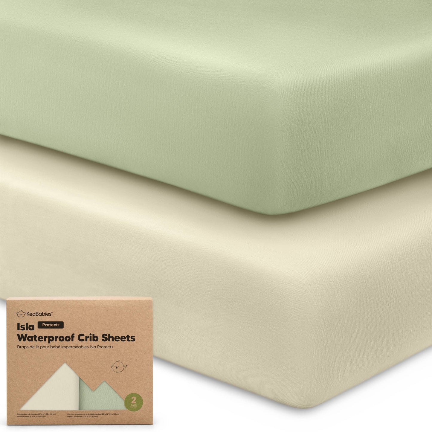 2pk Waterproof Crib Sheets - Avocado