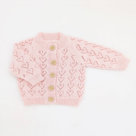 Heart Lace Blush - Valentine Cardigan Sweater