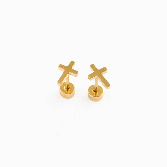 Cross Screw-Back Earrings