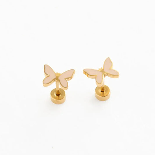Enamel Butterfly Screw-Back Earrings