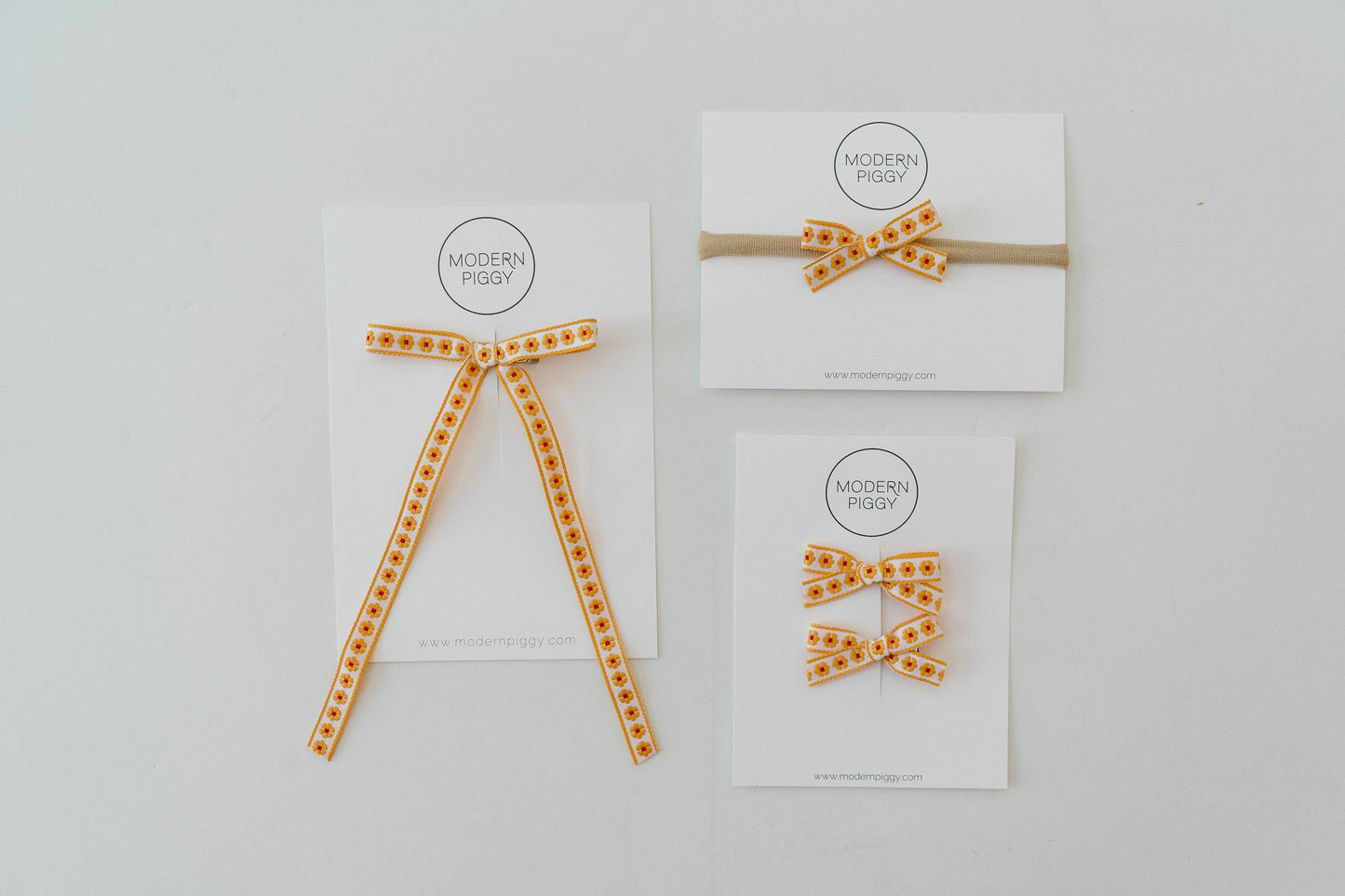 Daisy Chain- Yellow | Mini Ribbon Bow Set
