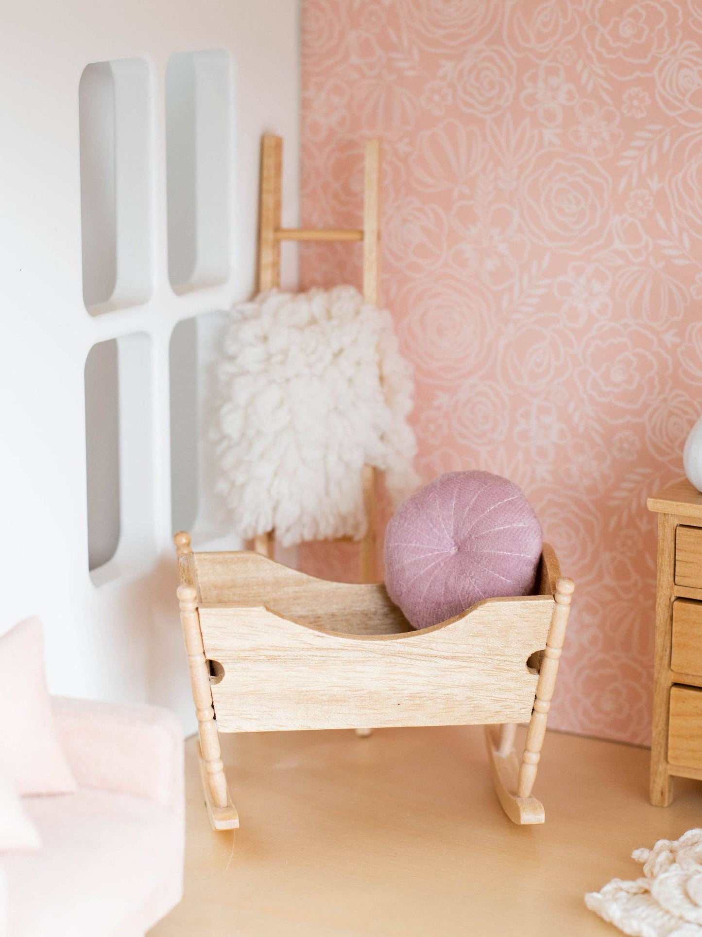 Macy Mae Dollhouse Designs - Dollhouse Rocking Nursery Cradle | Natural Wood
