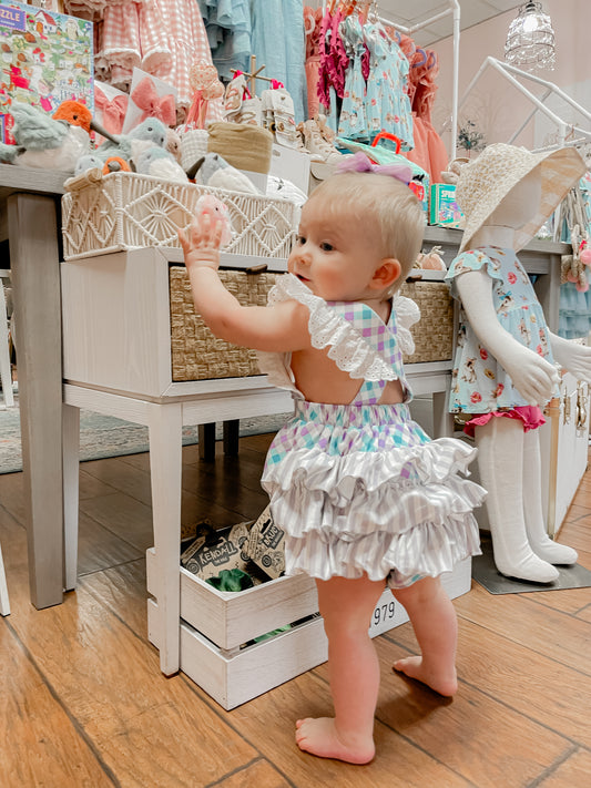 Spring Gingham Bubble Romper