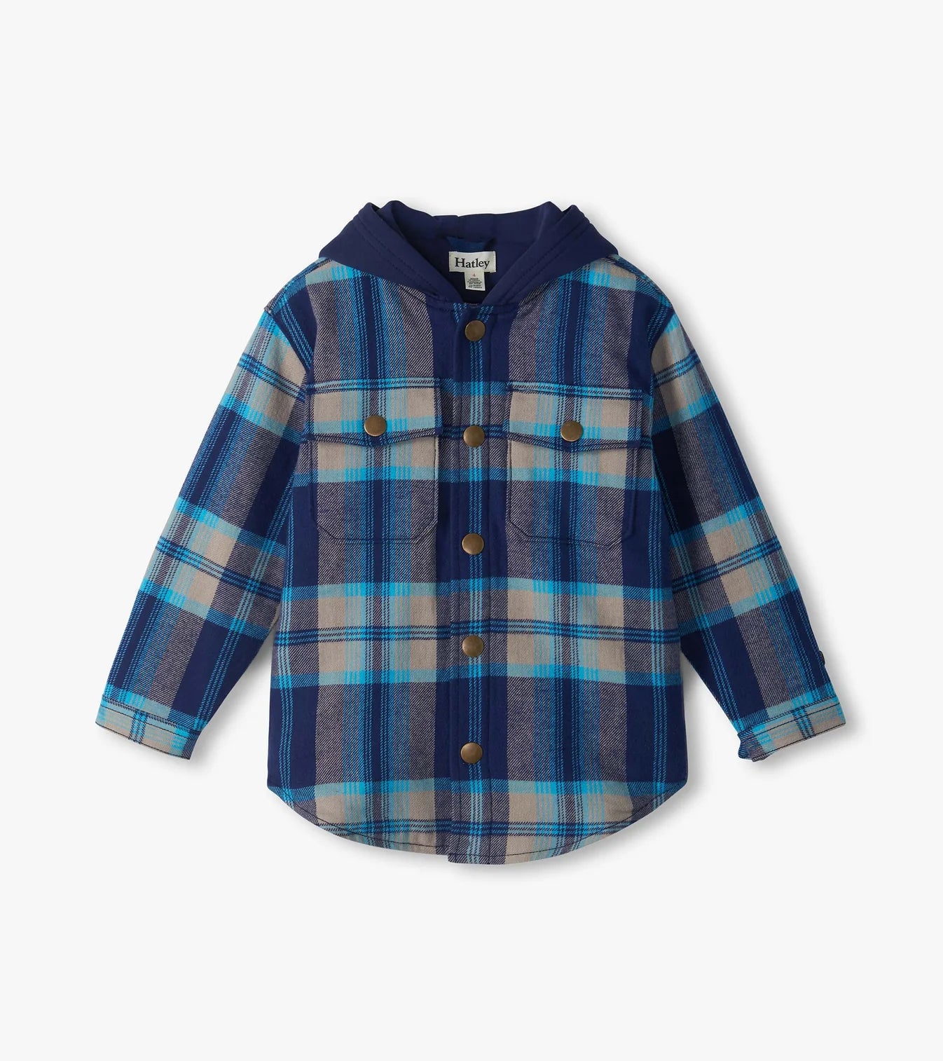 Blue Huntington Plaid Woven Flannel Hoodie