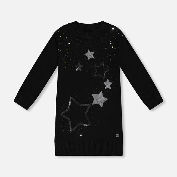 Sequin Stars Black Dress