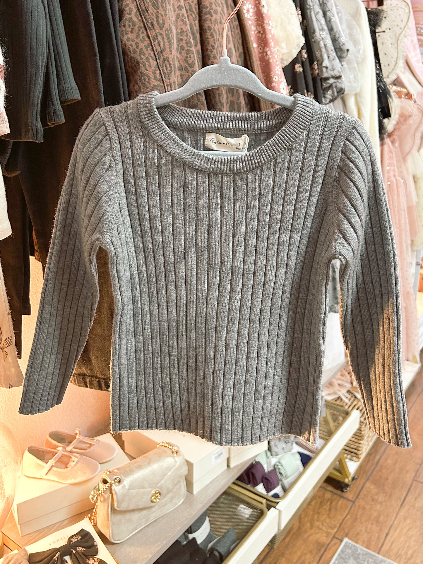 Long Sleeve Knit Top - Dusty Blue