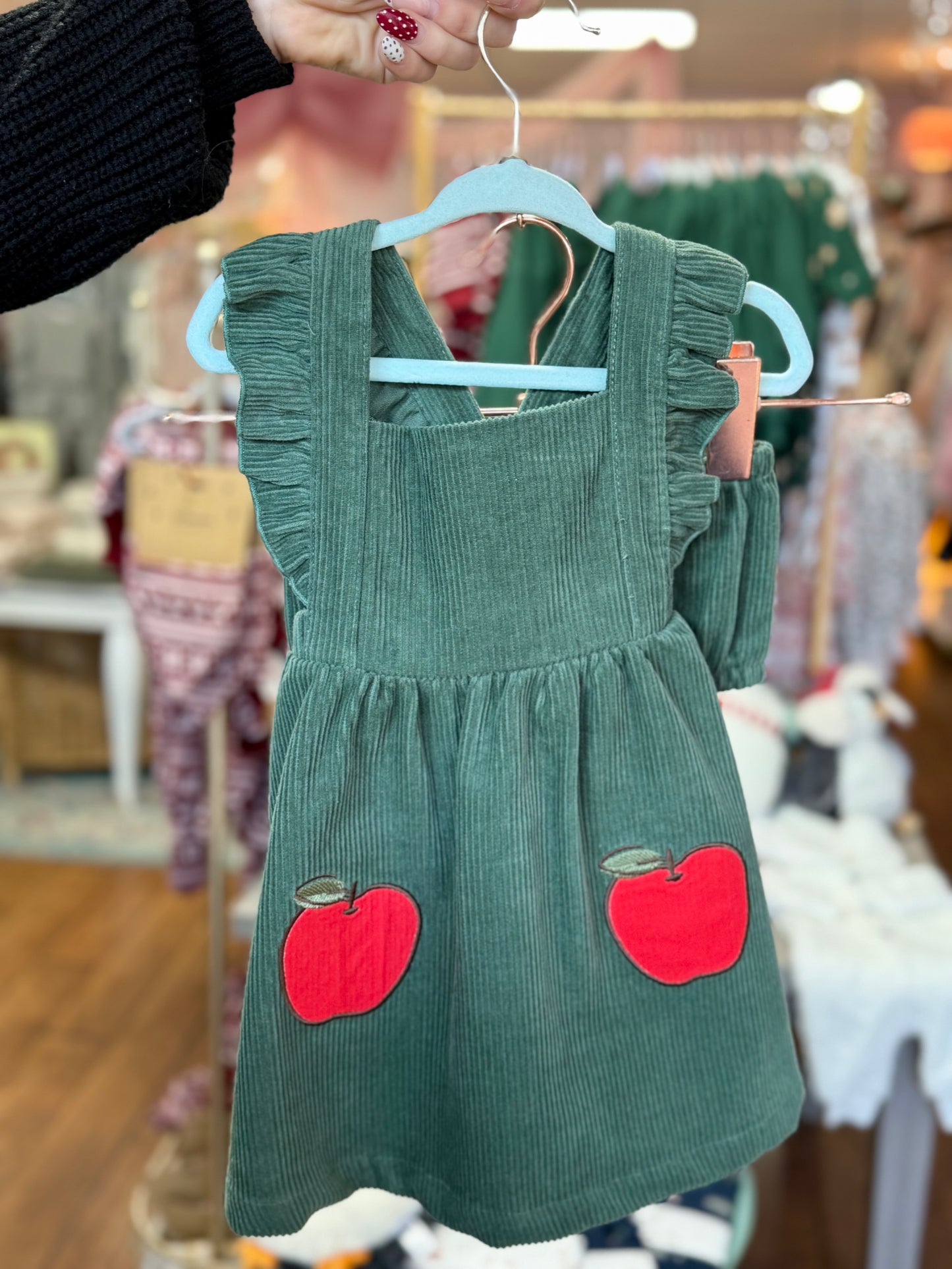 Corduroy - Dark Ivy - Pinafore Dress