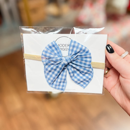 Gingham Glory - Blue | Petite Party Bow