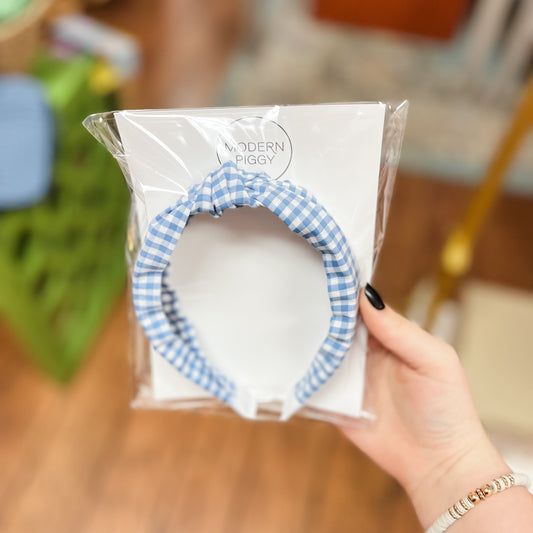 Gingham Glory - Blue | Knotted Headband