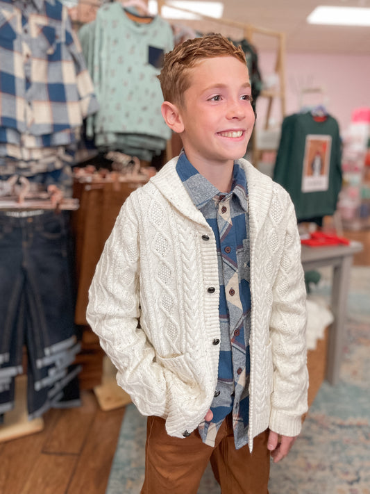 Boys Cable Knit Cardigan
