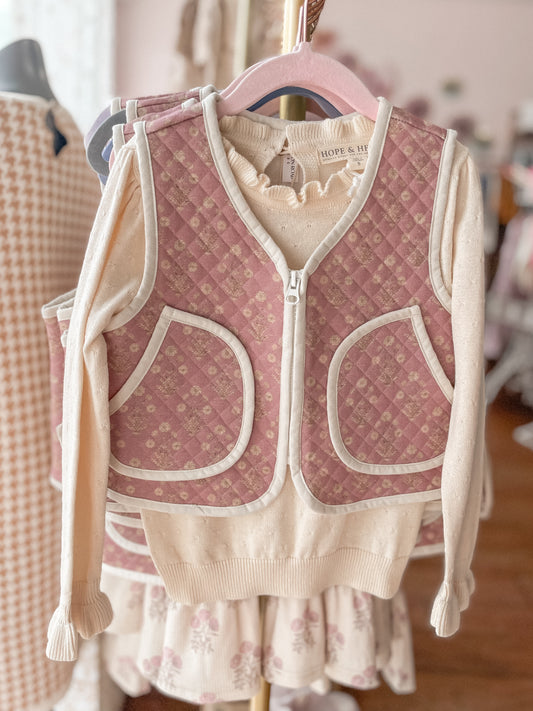 Rose Floral Quilted Vest