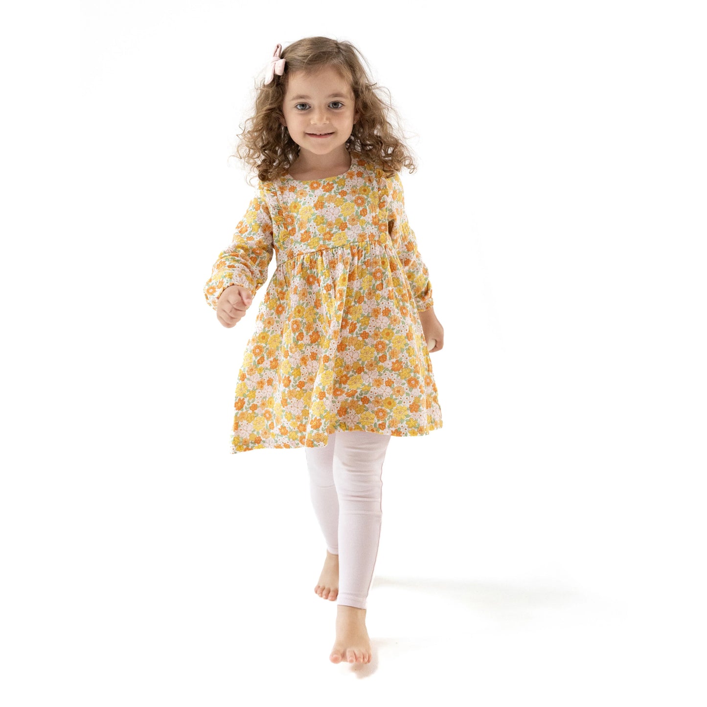 Sweet Amber Floral - Ruffle L/S Dress +
Ribbed Legging
