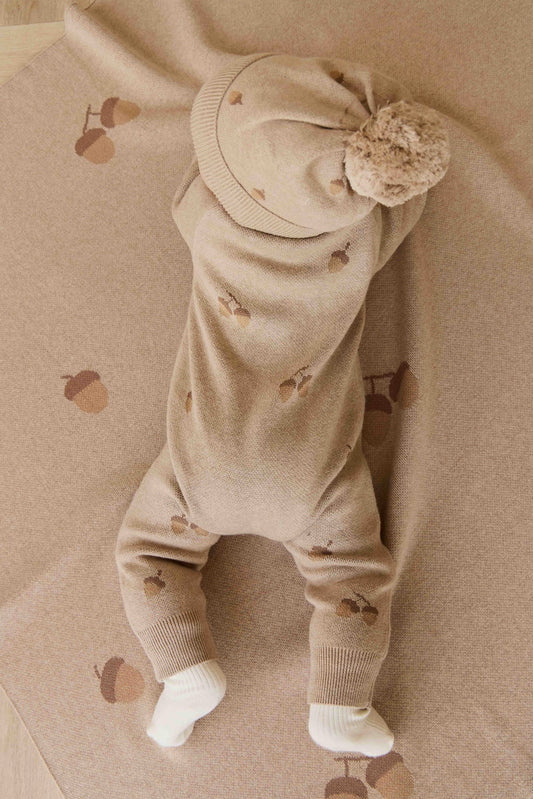 Forest Acorns Blanket - Cashew Marle