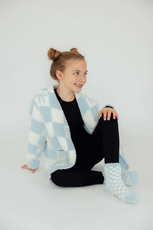 Blue Checker Cozy Socks