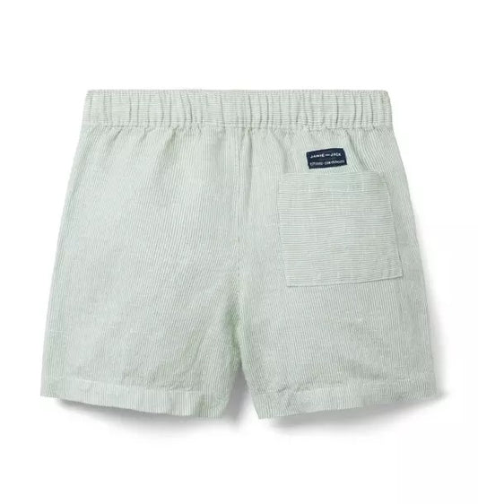 Linen Green Stripe Short