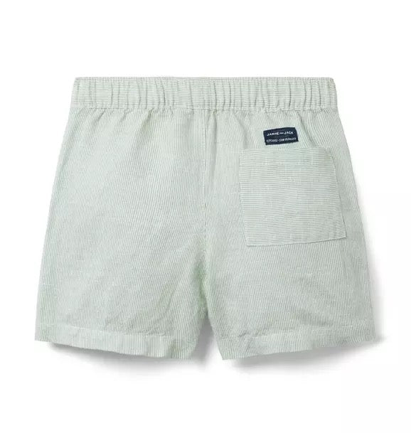 Linen Green Stripe Short