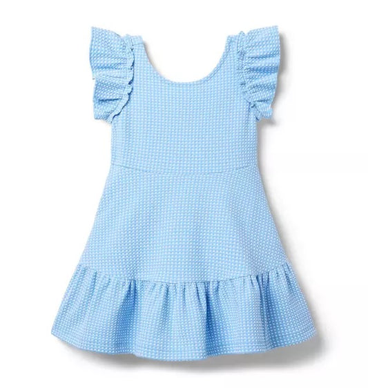 Blue Gingham Jacquard Dress