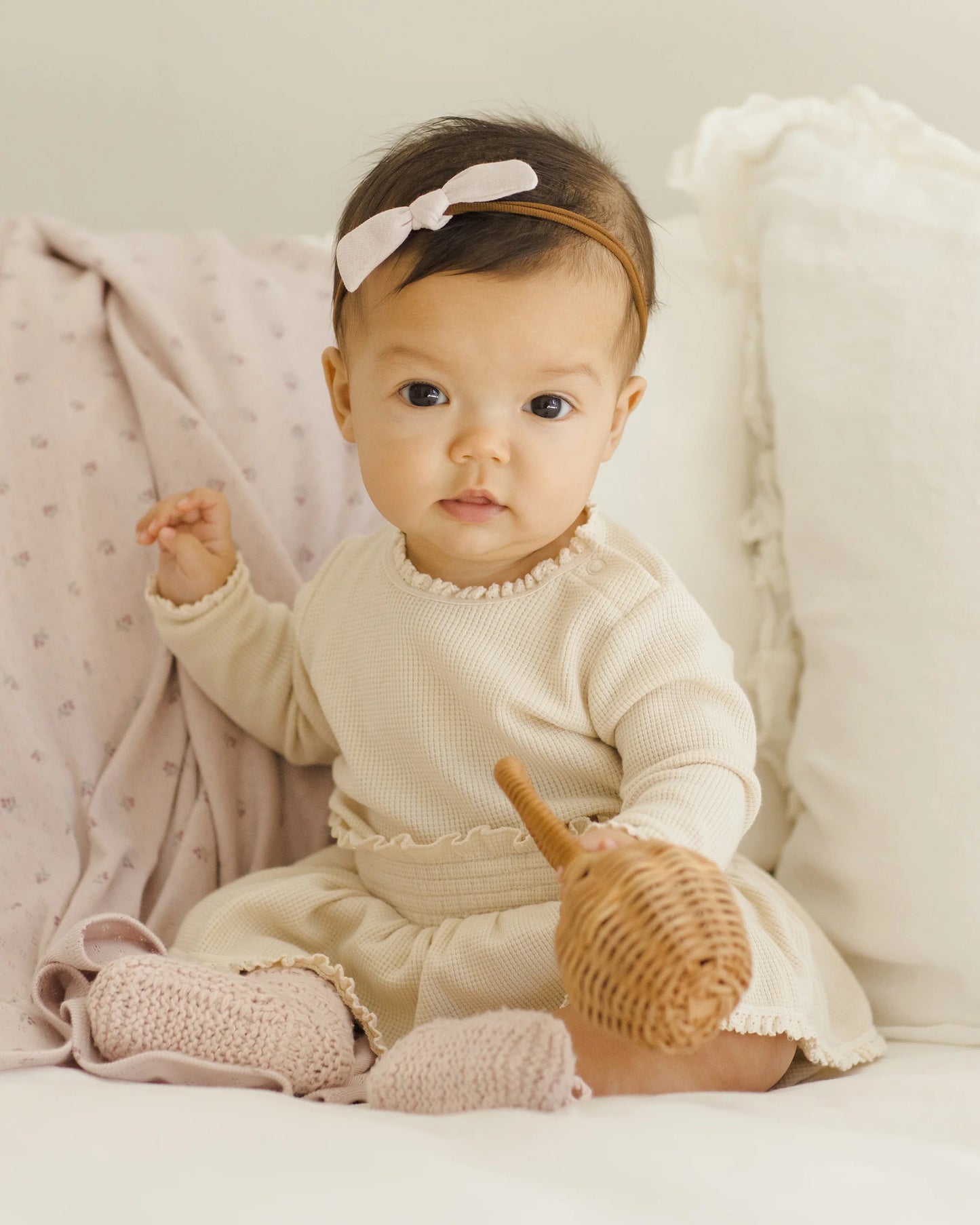 Waffle Long Sleeve Bodysuit - Natural