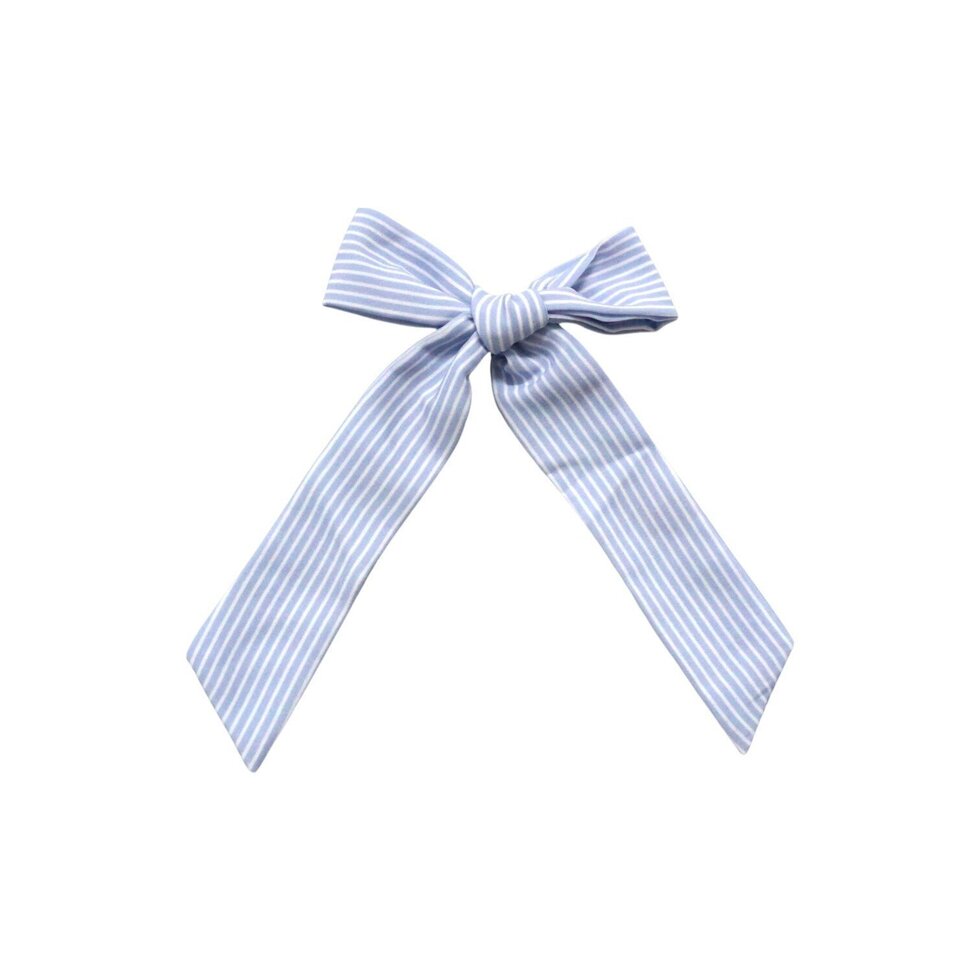 Longtail Bow- Blue Pinstripe