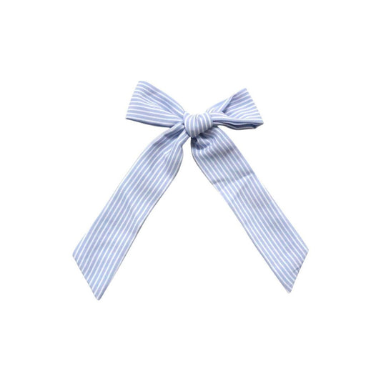 Longtail Bow- Blue Pinstripe