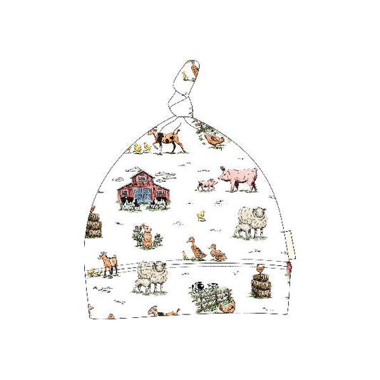 Organic Knotted Hat- Farm Friends