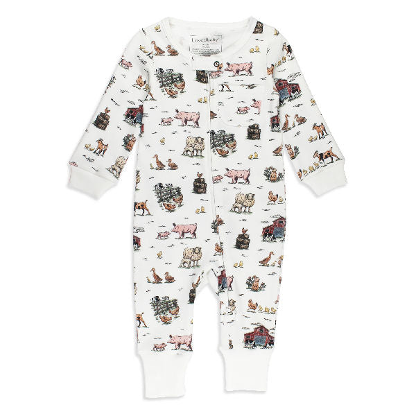 Farm Friends Organic Footless Zipper Romper
