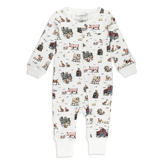 Farm Friends Organic Footless Zipper Romper