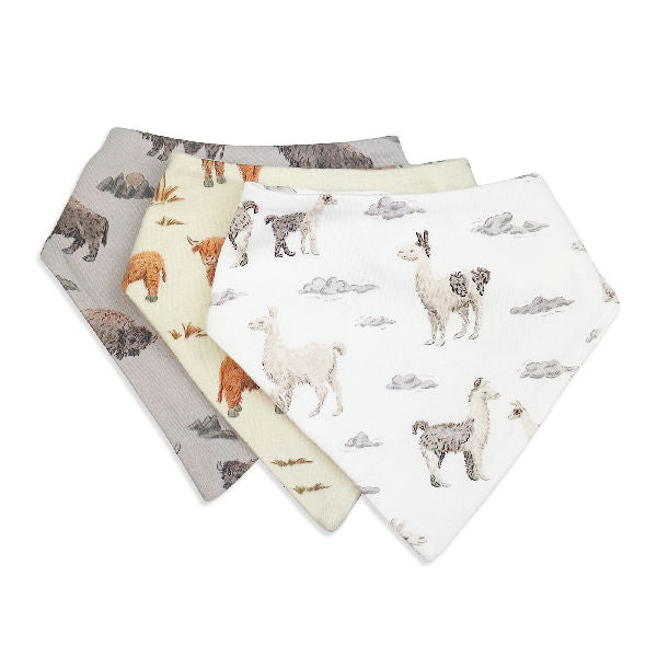 Organic Bandana Bib 3-pack- Gentle Herd