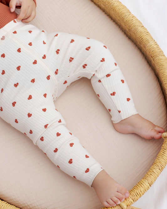 Ribbed Leggings - Red Hearts