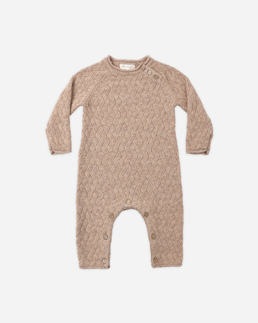 Cozy Heather Knit Jumpsuit: Heathered Almond