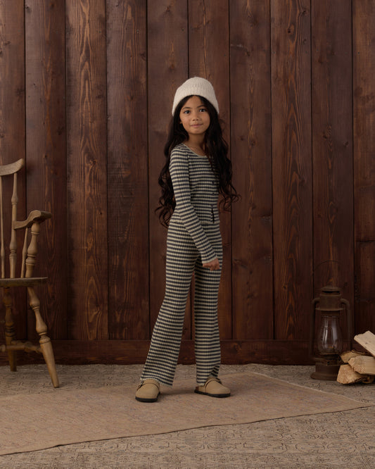 Flare Rib Knit Pant Midnight Stripe