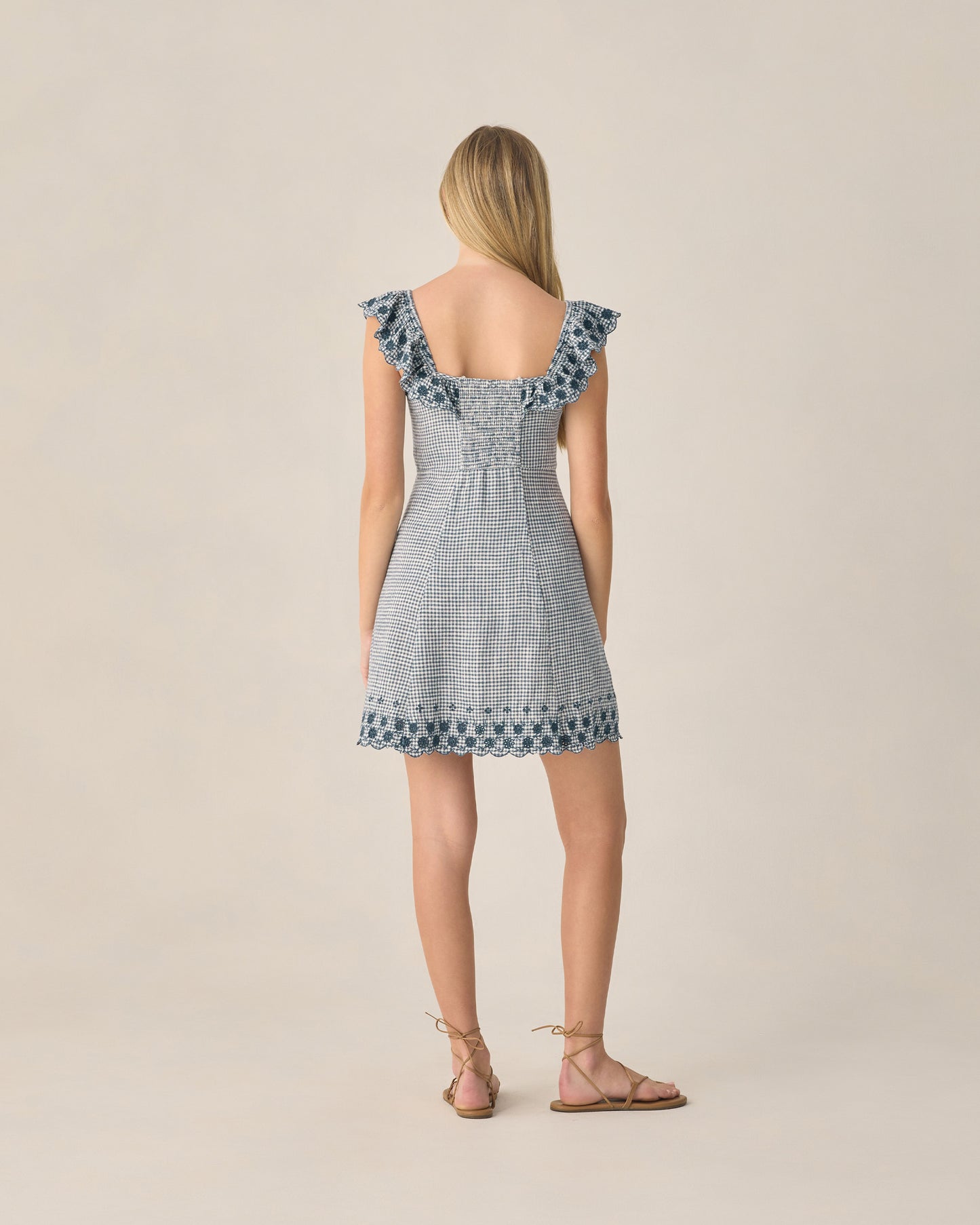 Teen Bianca Mini Dress - Marine Gingham