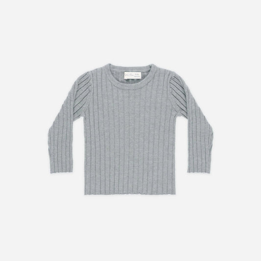 Gray blue ribbed sweater on a white background